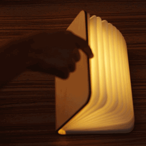 Book Lamp with Strong USB Port Magical Lamp Book with Rechargeable Battery Portable Book Shaped Lamp (Engineered Wood, Brown, Pack of 1) (Yellow)